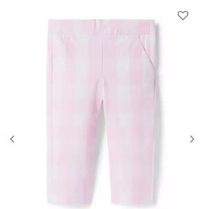 Janie and Jack pink and white Gingham Canvas Pant NWOT